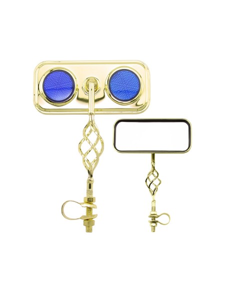 Rectangle Cage Mirror Gold Blue Reflectors.